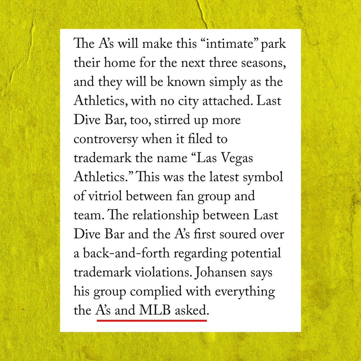 Love Cody’s Athletic article and how it came out but this stood out like a sore thumb. This is the first time the A’s said anything publicly and they go with this? 🧵 Who’s telling the truth???