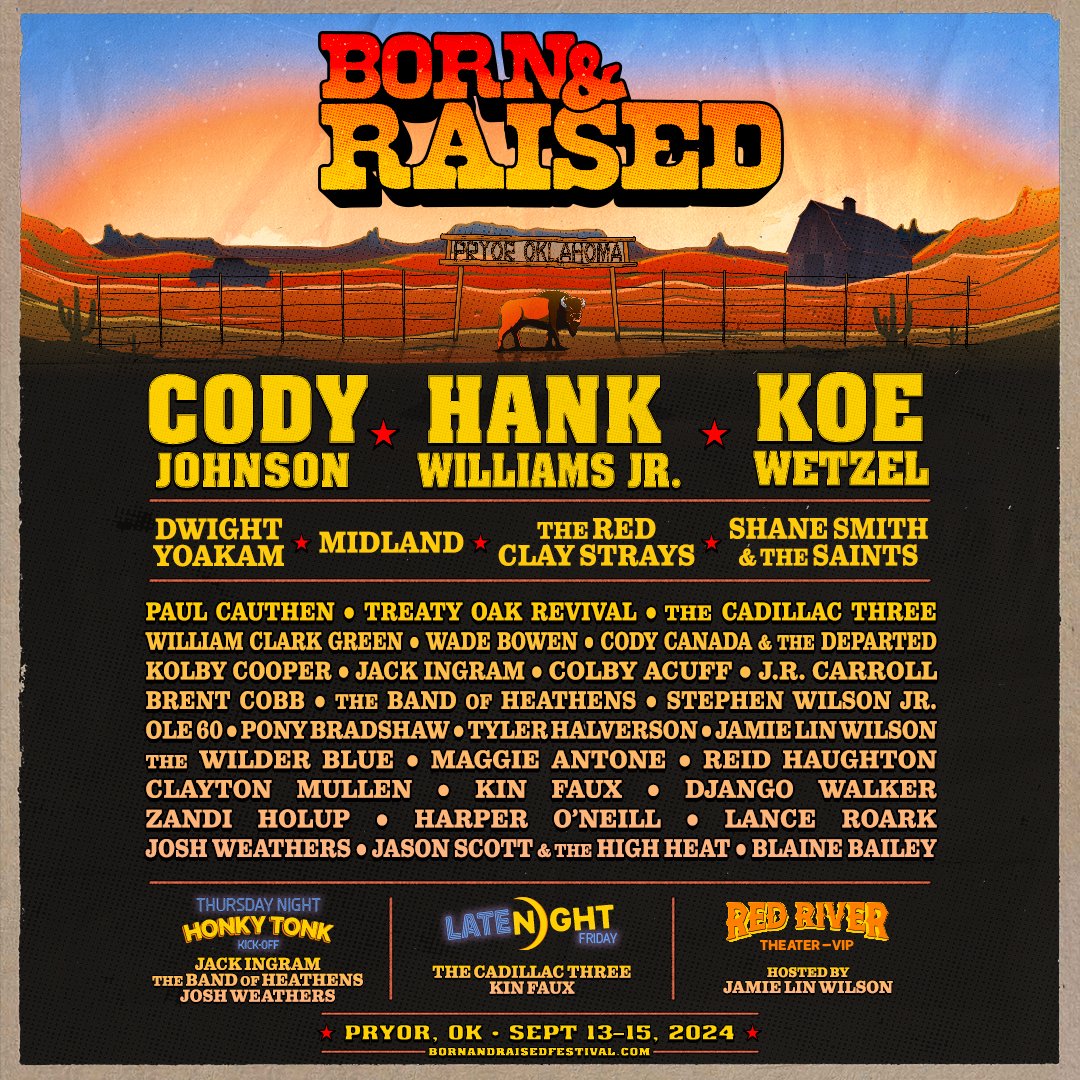 Oklahoma let’s raise some hell at @bornraisedfest September 13. Passes on sale Friday at 10am CST.