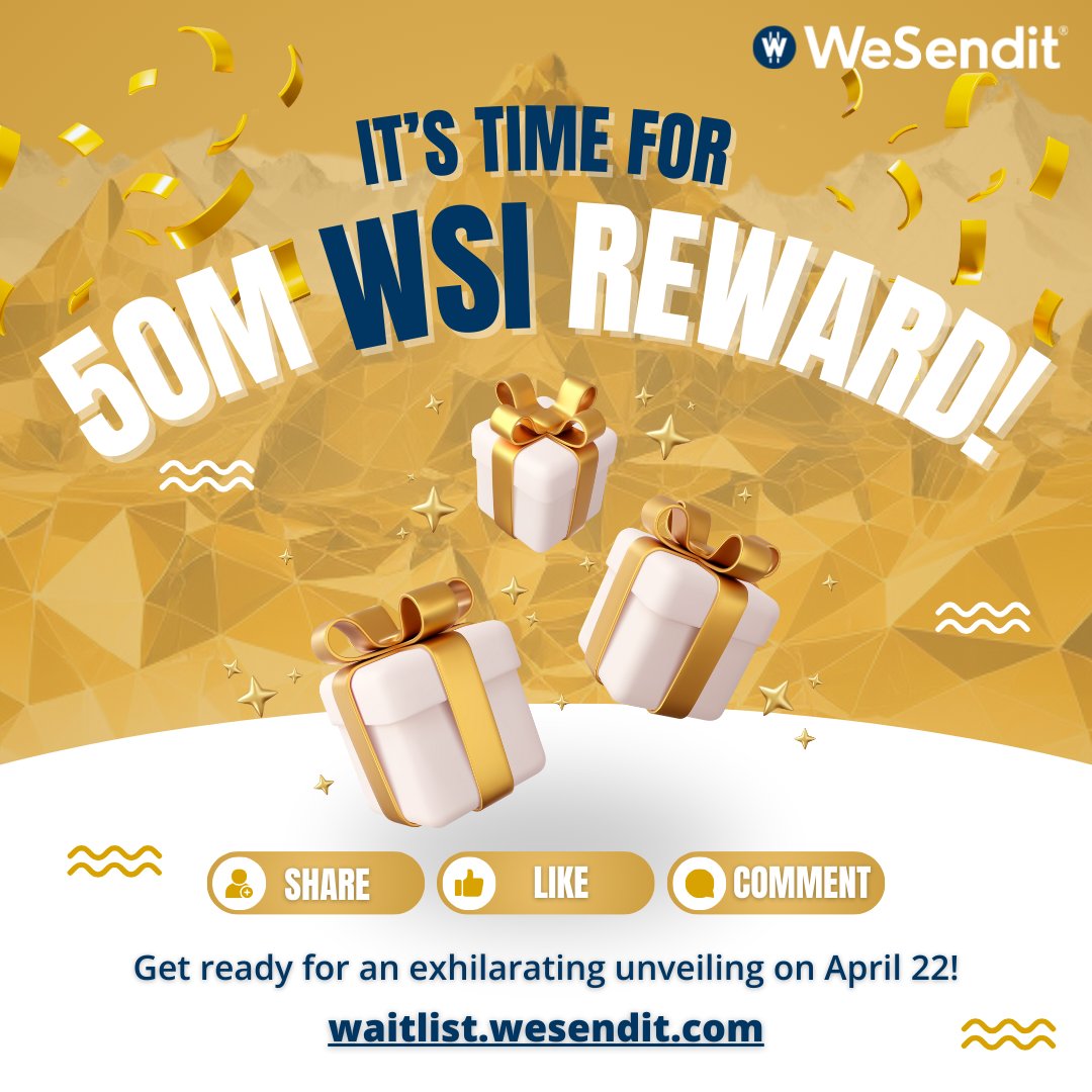 🚀 Don't miss out on your chance to win a share of 50 million WSI tokens! 🎉 Join the excitement now at discover.wesendit.com/?referralId=da… and start earning rewards today! #WSI #WeSendit @WeSendit #Web3 #DataSecurity #FileTransfer