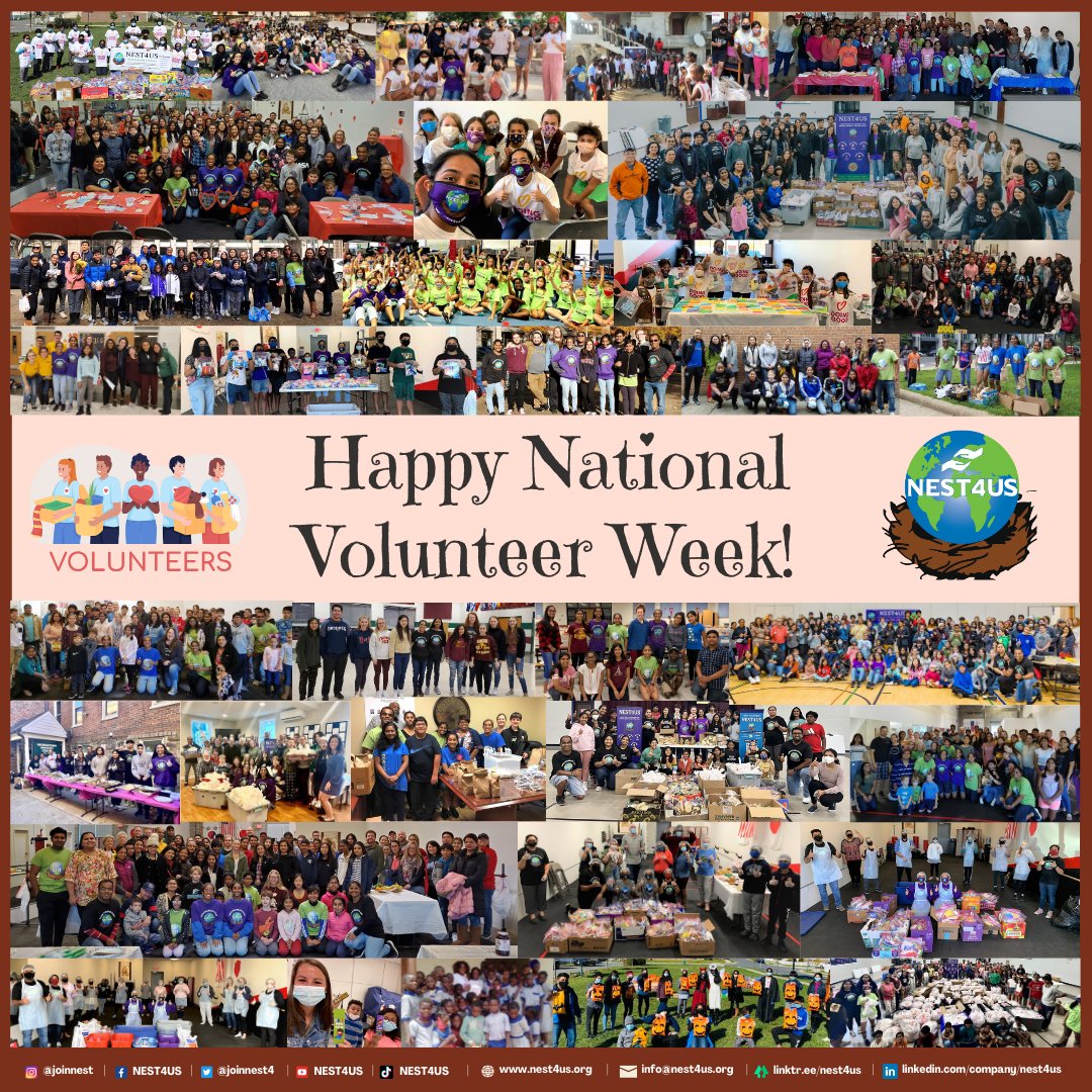 Happy #NationalVolunteerWeek to our amazing #NEST4US #volunteers who dedicate their time & #passion to create meaningful #impact & #touchlives every day! Heartfelt #thanks to every one for being the #heart, soul & backbone of NEST4US!💙 #Service #GiveBack nest4us.org