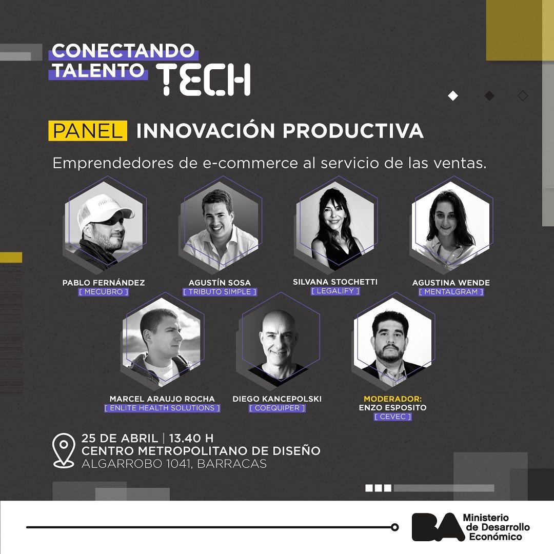 Conectando Talento Tech: CEVEC invita a participar este jueves 25 y viernes 26 de abril 10.30 a 16.30 horas En el Centro Metropolitano de Diseño de la Ciudad (Algarrobo 1041, Barracas) @BAproductiva @enzo1077