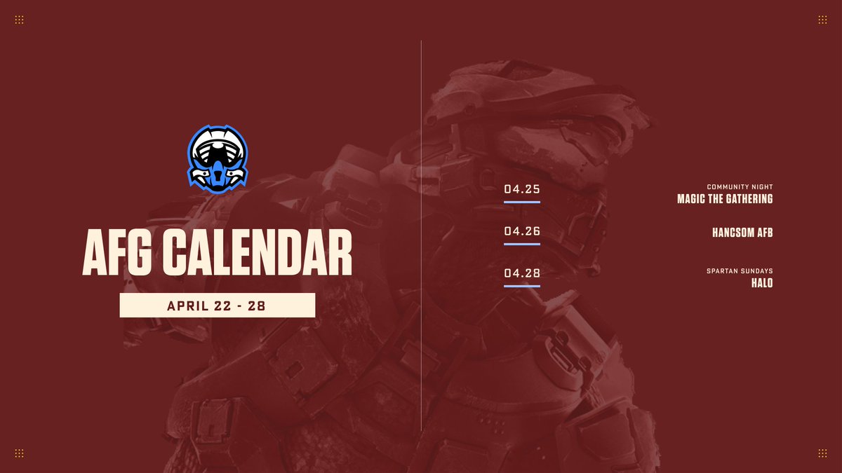 New week, new schedule! We have Magic The Gathering and Halo community socials lined up, so be sure to join our Discord to participate! 🔗 airforcegaming.com