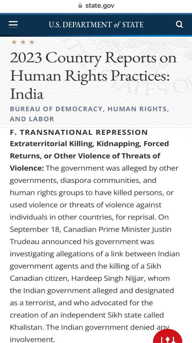 BREAKING 📰 📣 🚨 Secretary Blinken Releases 2023 Human Rights Report on INDIA: HIGHLIGHT: Modi Government Is Practicing Transnational Repression And Have Been Accused By Foreign Governments of Killing Individuals In Other Countries Including Khalistan Referendum Leader…