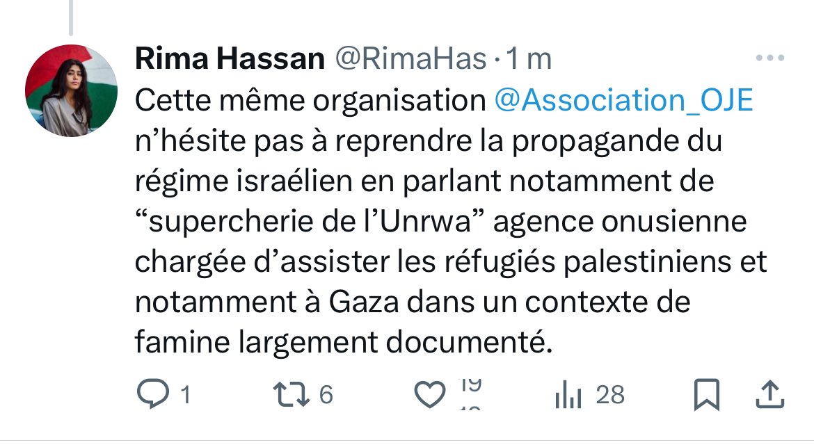 Rima Hassan en roue libre Toujours pour attiser l’antisémitisme Et répandre ses mensonges 1/ encore une fois, elle laisse entendre que la justice française serait sous influence de lobbyistes israéliens. - au delà de l’allusion antisémite, non madame, la justice en France est