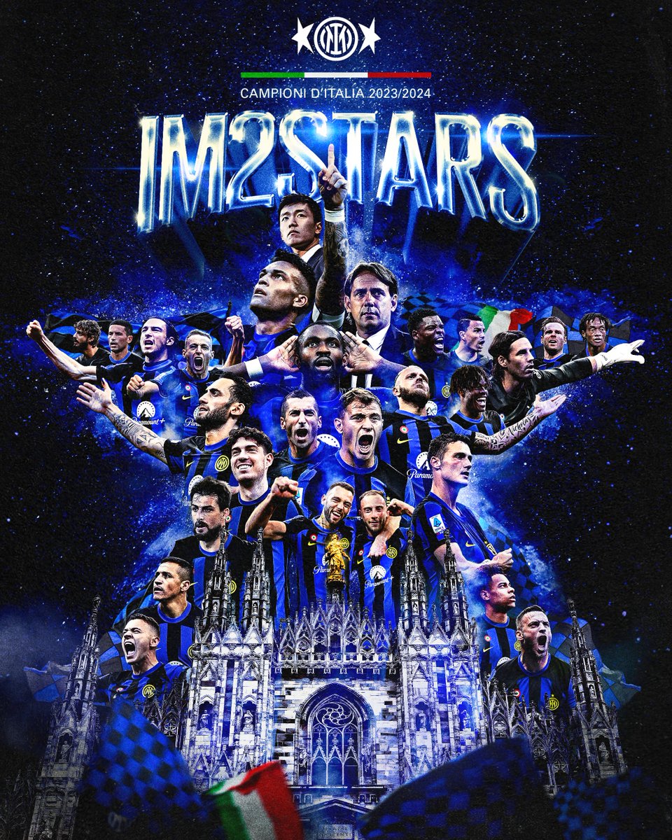 EYES TO THE SKY ⭐⭐
WE ARE CHAMPIONS OF ITALY 🇮🇹🖤💙

#ForzaInter #IM2Stars