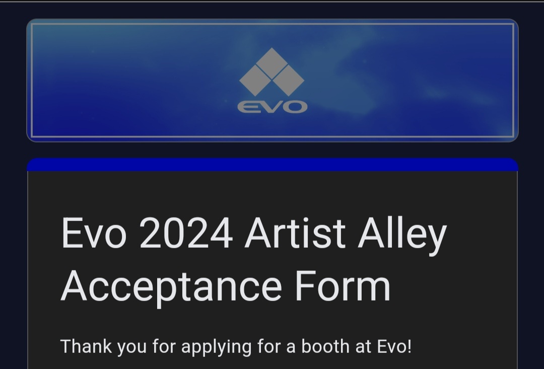 We would like to announce that Kanme has been accepted at @Evo this year. All our hard work from our artists & players have paid off! I would like to thank each & everyone one of you for ur support! We couldn't have done it without you all!