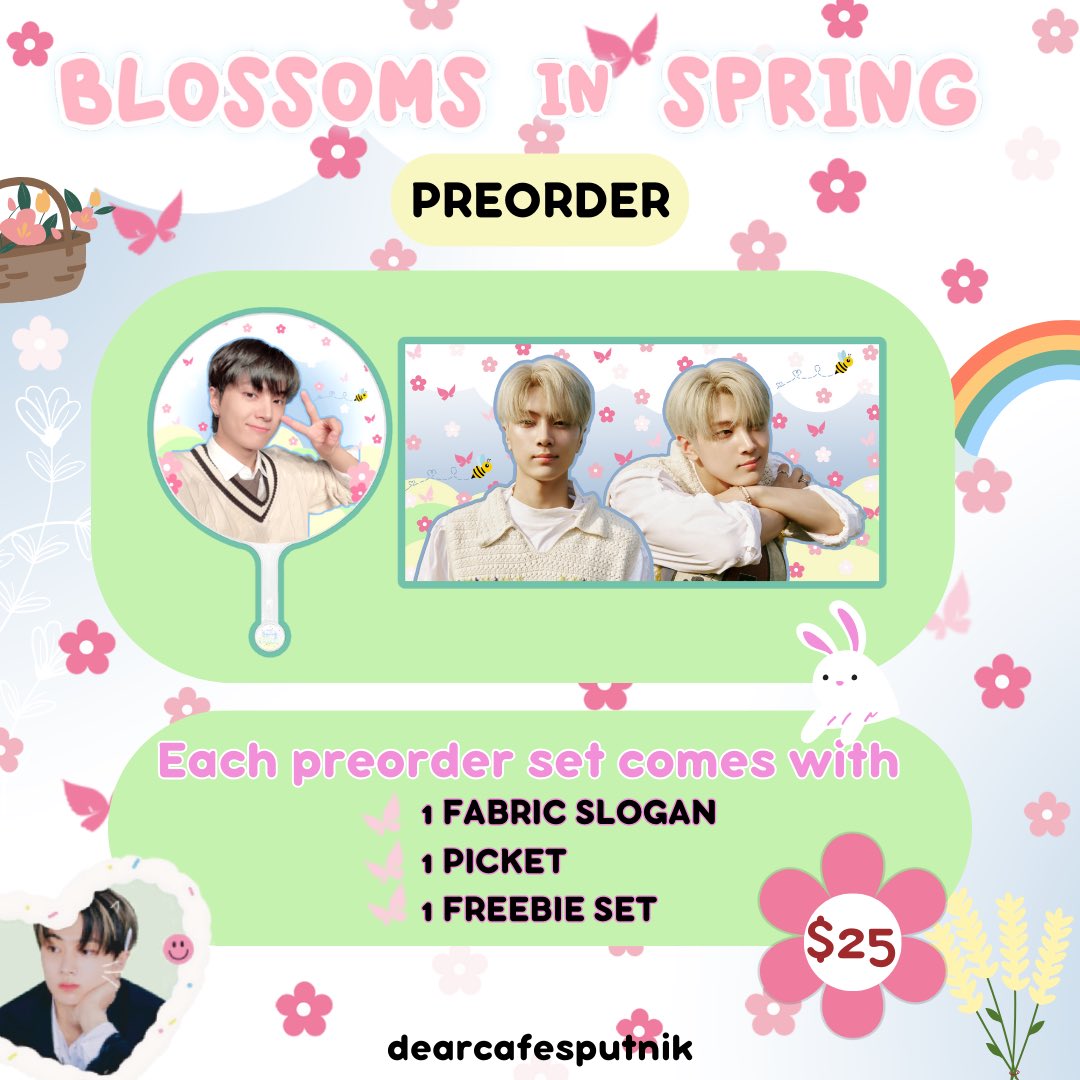 ꒱.. <a href="/dearcafesputnik/">dearcafesputnik</a> ‘s blossoms in spring preorder set ! ♡ 

# preorder’s are available to order through the google form in our linktree (found in bio)! ꒱

* there is an option to pick up the preorder set at the concert! 

tags: enhypen enha concert jay picket slogan wts