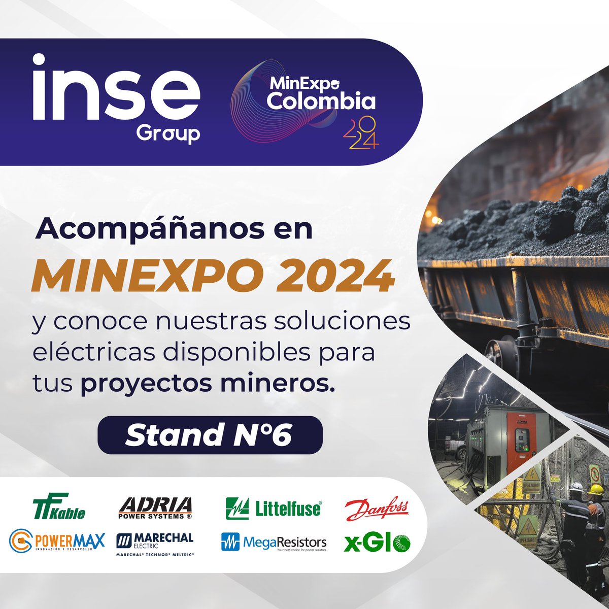 Inse_Group's tweet photo. ¿Preparados para #MinExpoColombia2024?🤩 ⚒️

Los esperamos a partir de mañana en Plaza Mayor, Medellín. Prográmate para conocer las innovadoras, confiables y eficientes Soluciones Eléctricas que #InseGroup ofrece para la Industria Minera visitando nuestro Stand Nº6. https://t.co/nJwciqYAwd