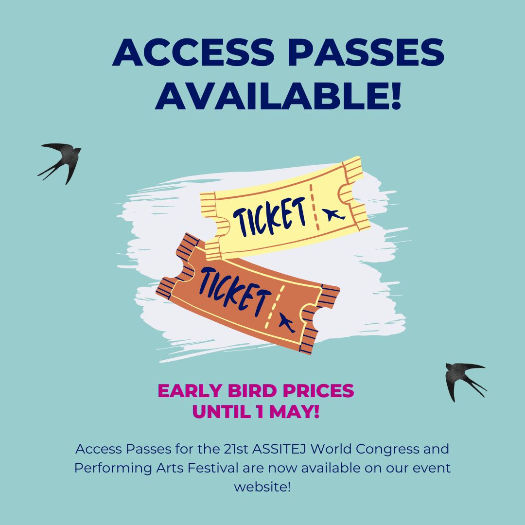 Discounted Access Passes will only be available until May 1st! Register now for the 21st ASSITEJ World Congress and Performing Arts Festival: buff.ly/49wFf5O #assitejinternational #assitej