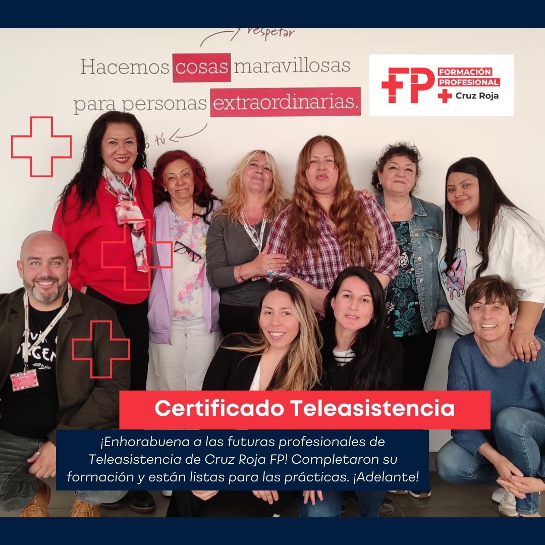 🎓📞 ¡Enhorabuena a las futuras profesionales de #Teleasistencia de Cruz Roja FP! Completaron su formación y están listas para las prácticas. ¡Adelante! #CruzRojaFP #FPDUAL #ÉxitoFP