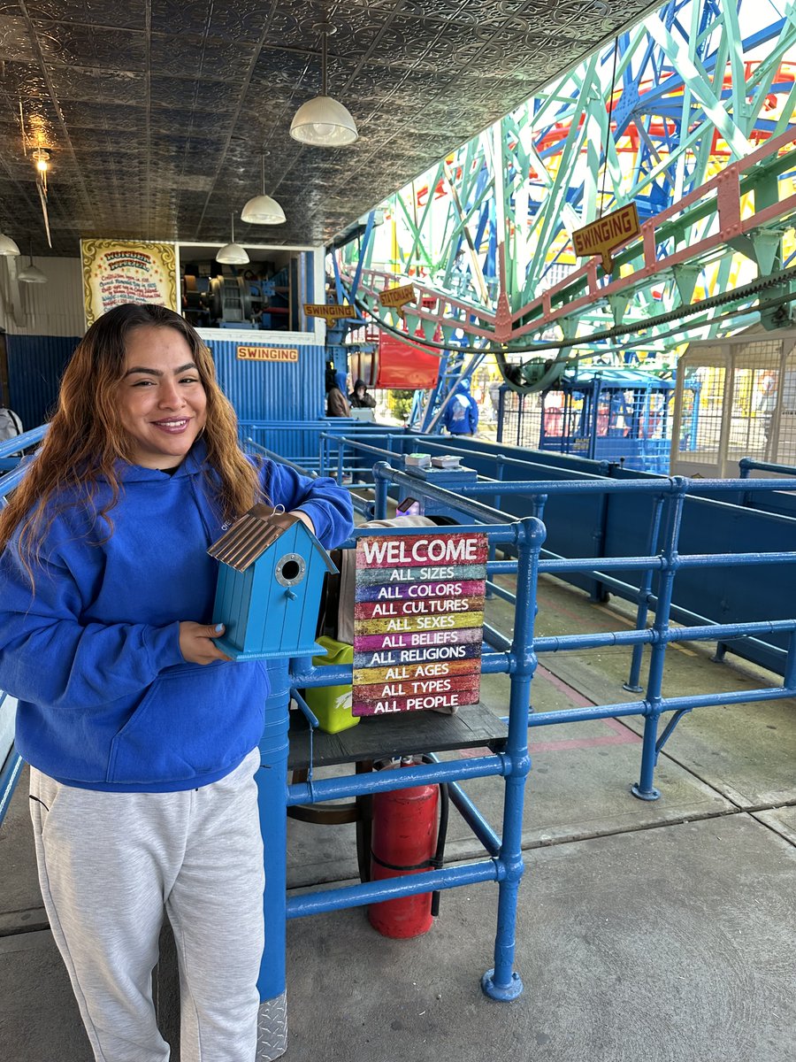 Today we're celebrating Earth Day by installing a new birdhouse in Lula's Garden at Deno's Wonder Wheel 🎡🐦♥️ #EarthDay2024 #coneyisland #wonderwheel