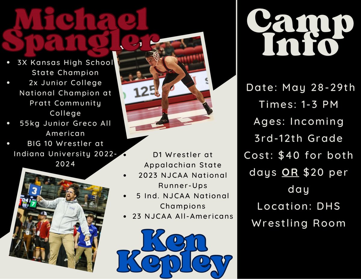 DHS_Takedown's tweet photo. What a way to start our week…Now our camp will also feature the head coach of Pratt CC, Ken Kepley! 
🔗: https://t.co/vz8975dkHq

Make sure to get signed up to learn from this great combo 📈🔥

#OurStandard  I  #ALLin https://t.co/IqKkjp9TYf