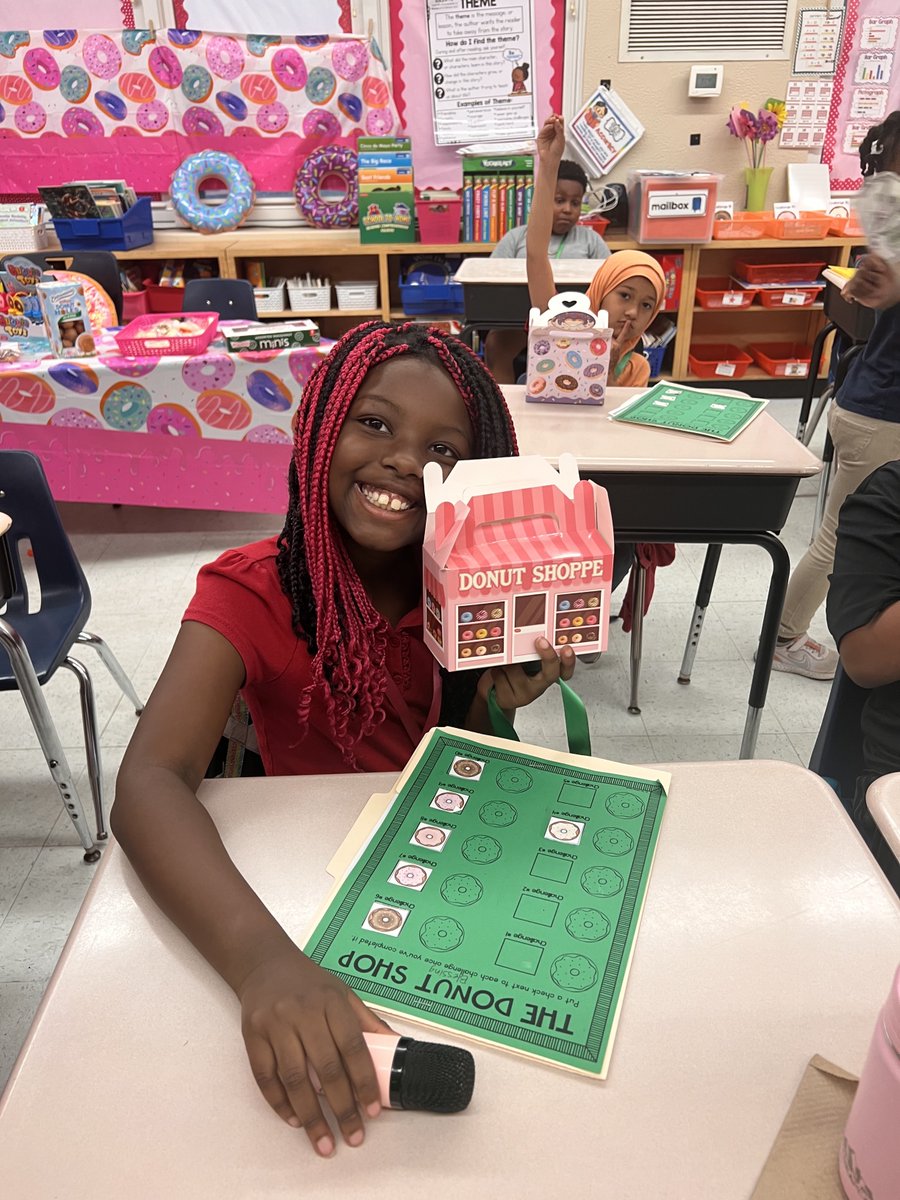 Our second-grade team put together a unit of 'challenges' to complete, which were donut-themed centers that aligned to benchmarks. Math also joined in by teaching money and time. The students even made their own donuts! #TodayatSJE @DuvalSchools