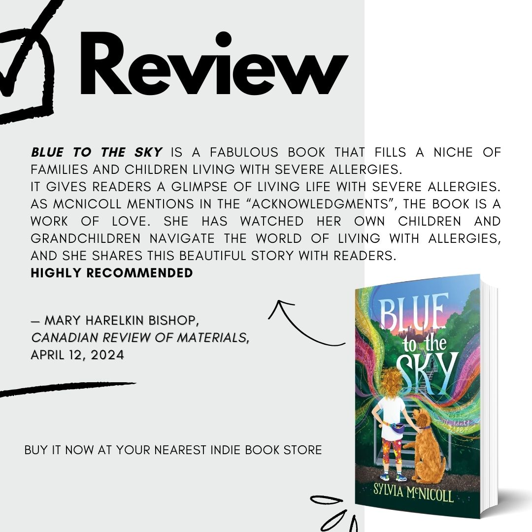 Thank you for this great review! Head to cmreviews.ca/node/4047 to read the complete review of Blue to the Sky. Available now at your nearest bookstore! #bookstagram #readcanadian #canadianbooks #canadianauthor #middlegradebooks #CNtowerclimb #allergies #allergyawareness