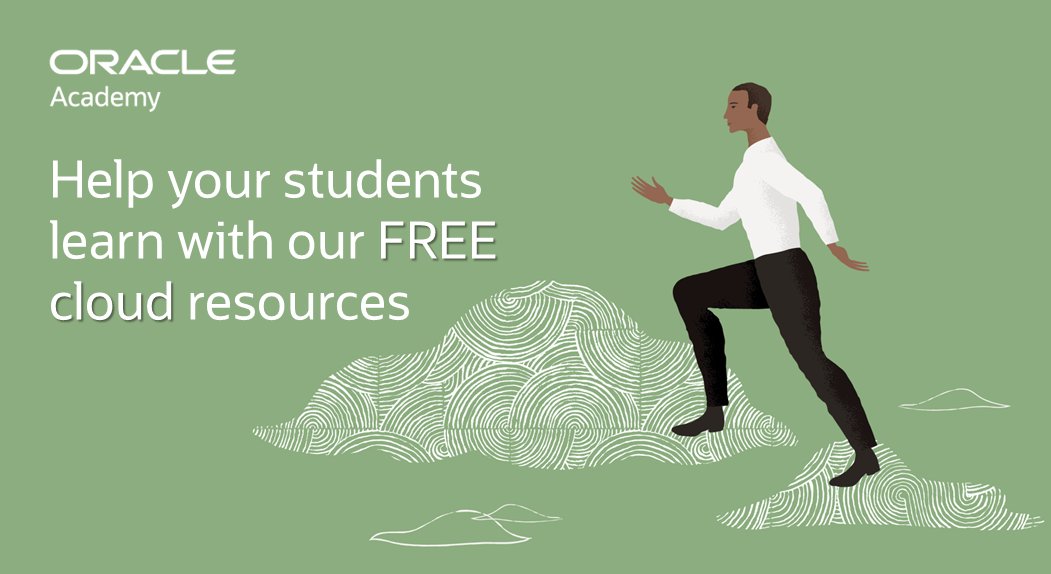 Educators: Start the next school year with FREE @OracleAcademy resources: @OracleDatabase, @OracleAPEX and @OracleCloud for teaching and learning. Give your students the opportunity to explore, learn, build, and develop in the #cloud. Learn more > social.ora.cl/6015bezUl