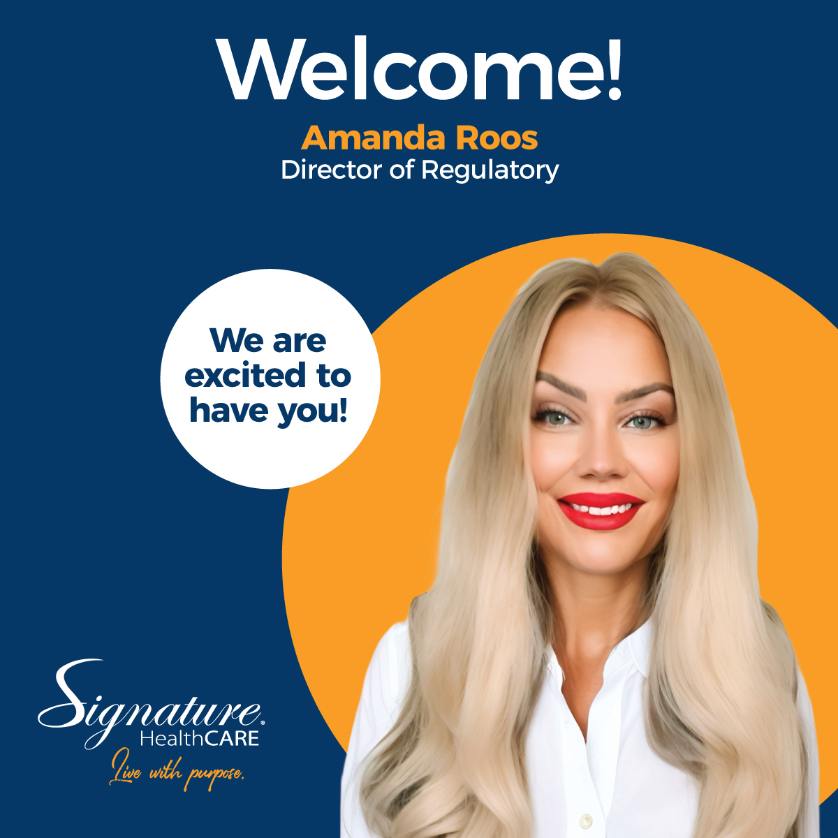 Join us in welcoming Amanda Roos to the Signature HealthCARE family! We're thrilled to have you on board and can't wait to see the incredible impact you'll make. #JoinTheRevolution #SignatureRevolution