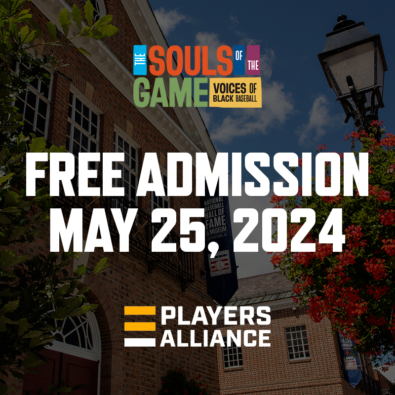 In celebration of Black baseball, the Hall of Fame East-West Classic and the opening of The Souls of the Game exhibit, the @PlayersAlliance will be covering Museum admission for all visitors on May 25. ow.ly/Hcbx50RlugP