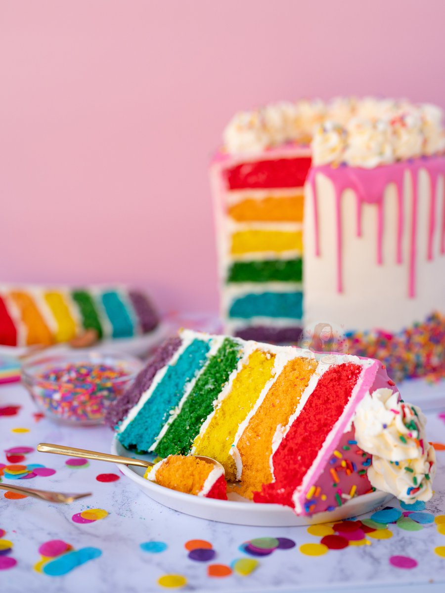 Rainbow Cake 🎂🌈 Recipe - janespatisserie.com/2021/06/19/rai…