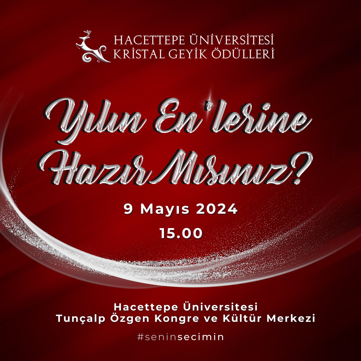 BEKLENEN GÜN GELDİ!

5 ana kategoride 50’den fazla ödülün verileceği bu görkemli geceye sen de davetlisin! 🦌❤️ 

Kristal Geyik Ödülleri, 9 Mayıs’ta saat 15.00’da Tunçalp Özgen Kongre ve Kültür Merkezi’nde sizlerle! ✨

#seninsecimin
#kristalgeyikodulleri