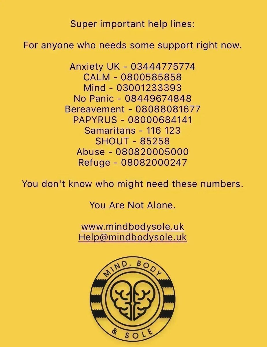 📞 Super important help lines: Share. Repost. Spread the word. You Are Not Alone. You don't know who might need these numbers.