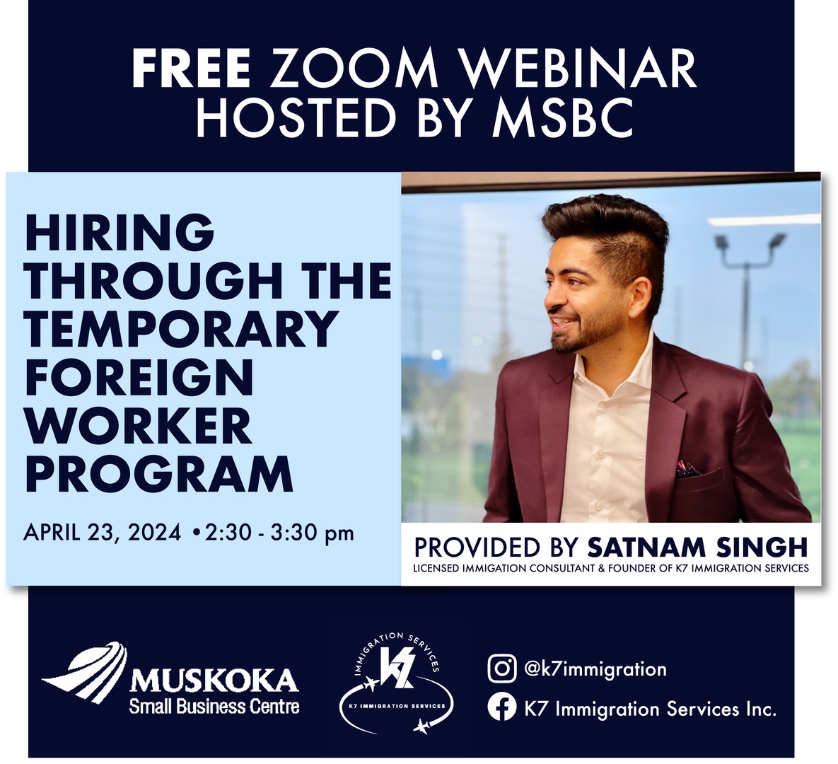 Muskoka Small Business Centre is hosting a free Zoom webinar to inform small & medium-sized business owners about the TFW program, a government initiative to fill temporary labour shortages, as well as how to hire through it👨🏻‍💻🚀 Sign up today at calendal.com/elizabeth-msbc!