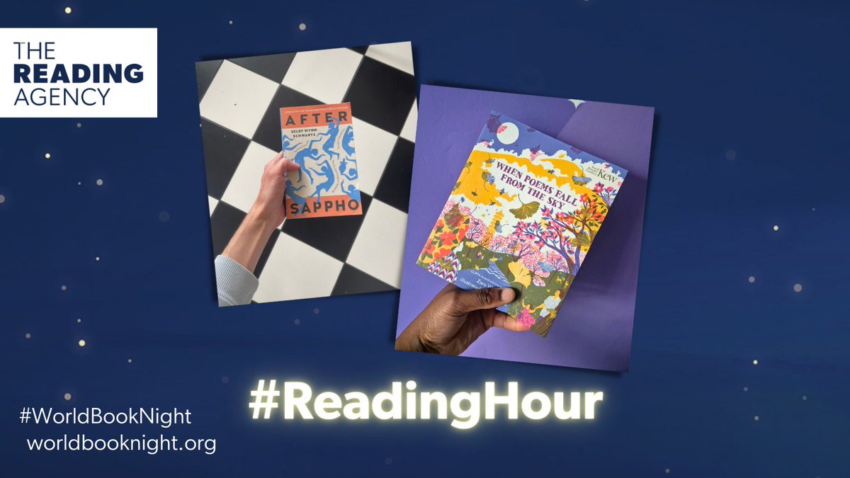 24 hours until the #ReadingHour! At 7-8pm on Tuesday, people all over the nation will decompress and dedicate time to reading 📚 Here's what some of us at @readingagency will be reading 👀