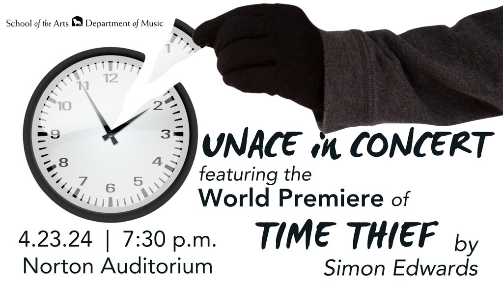 UNACE in Concert tomorrow night (4/23/2024) at 7:30 p.m. in Norton Auditorium for FREE!

Experience UNA's Contemporary Ensemble LIVE and the 🌎️ 𝗪𝗼𝗿𝗹𝗱 𝗣𝗿𝗲𝗺𝗶𝗲𝗿𝗲 🌎️ of 𝕿𝖎𝖒𝖊 𝕿𝖍𝖎𝖊𝖋 by UNACE member Simon Edwards.⁠ #unasota #unamusic1 #CASEatUNA #worldpremiere