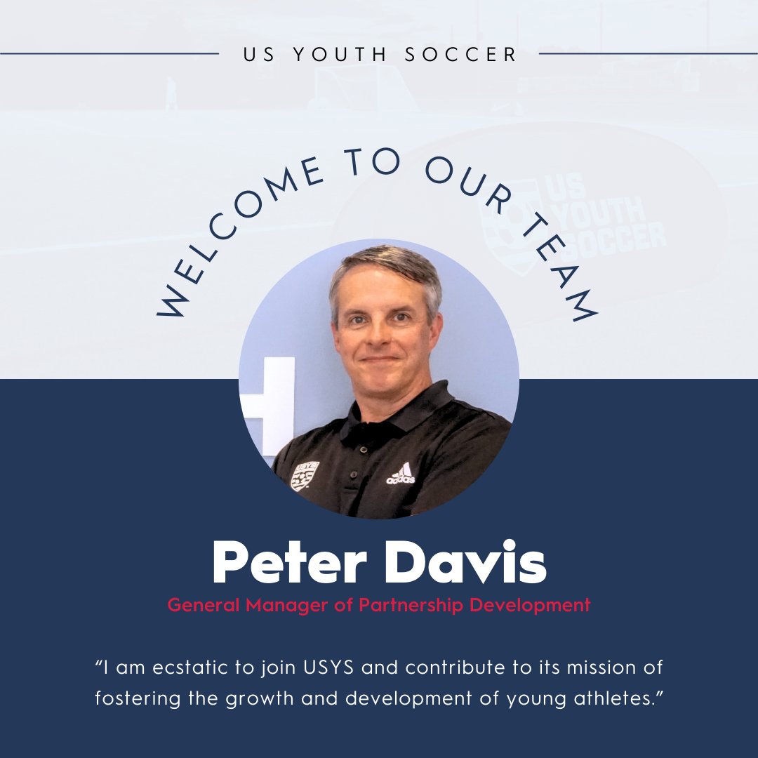 US Youth Soccer is happy to announce Peter Davis as its General Manager of Partnership Development! Davis will work with stakeholders at all levels of the organization to identify & pursue partnership opportunities that align with USYS’ mission & values. bit.ly/3JrXbnw