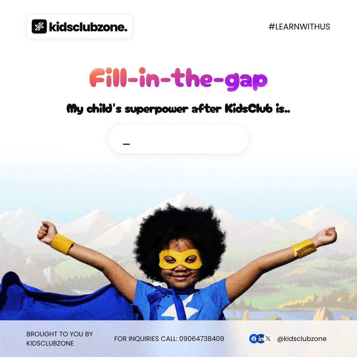 Every child enrolled at KidsClub is a superhero, with a super power.

KidsClub is here to unleash the superpower in your child. 

What's your child's superpower after enrolling them at KidsClub? 

Let us know in the comments 👇🏽