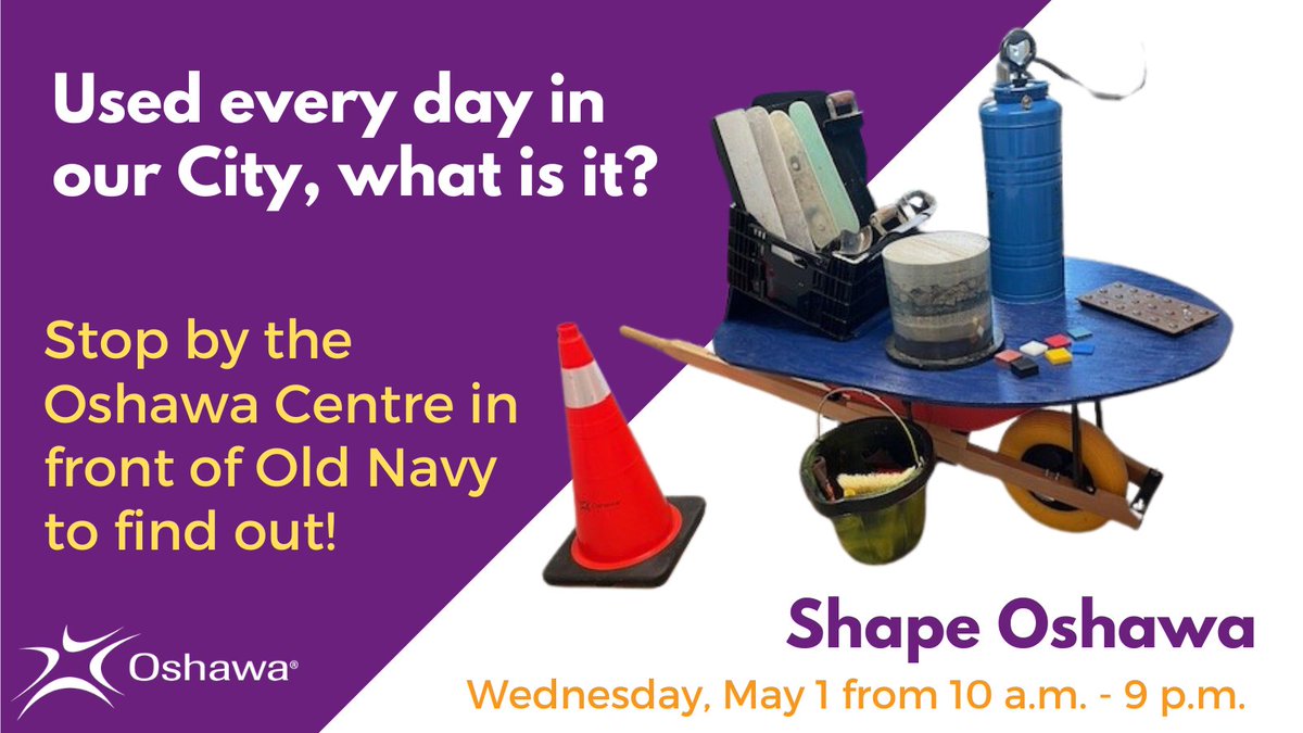 ✨Get ready to learn, connect and help shape Oshawa! 
Visit us <a href="/OshawaCentre/">Oshawa Centre</a> on Wednesday, May 1 to learn about programs and services and #HaveYourSayOsh on City projects. Complete a feedback form and win a $25 OC gift card! Details at oshawa.ca/ShapeOshawa