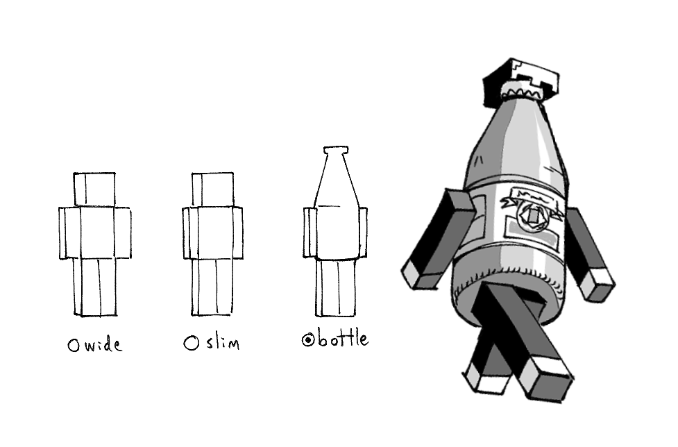 i had a dream where mojang added a new body type to minecraft called "bottle"
i wish it wasn't just a dream