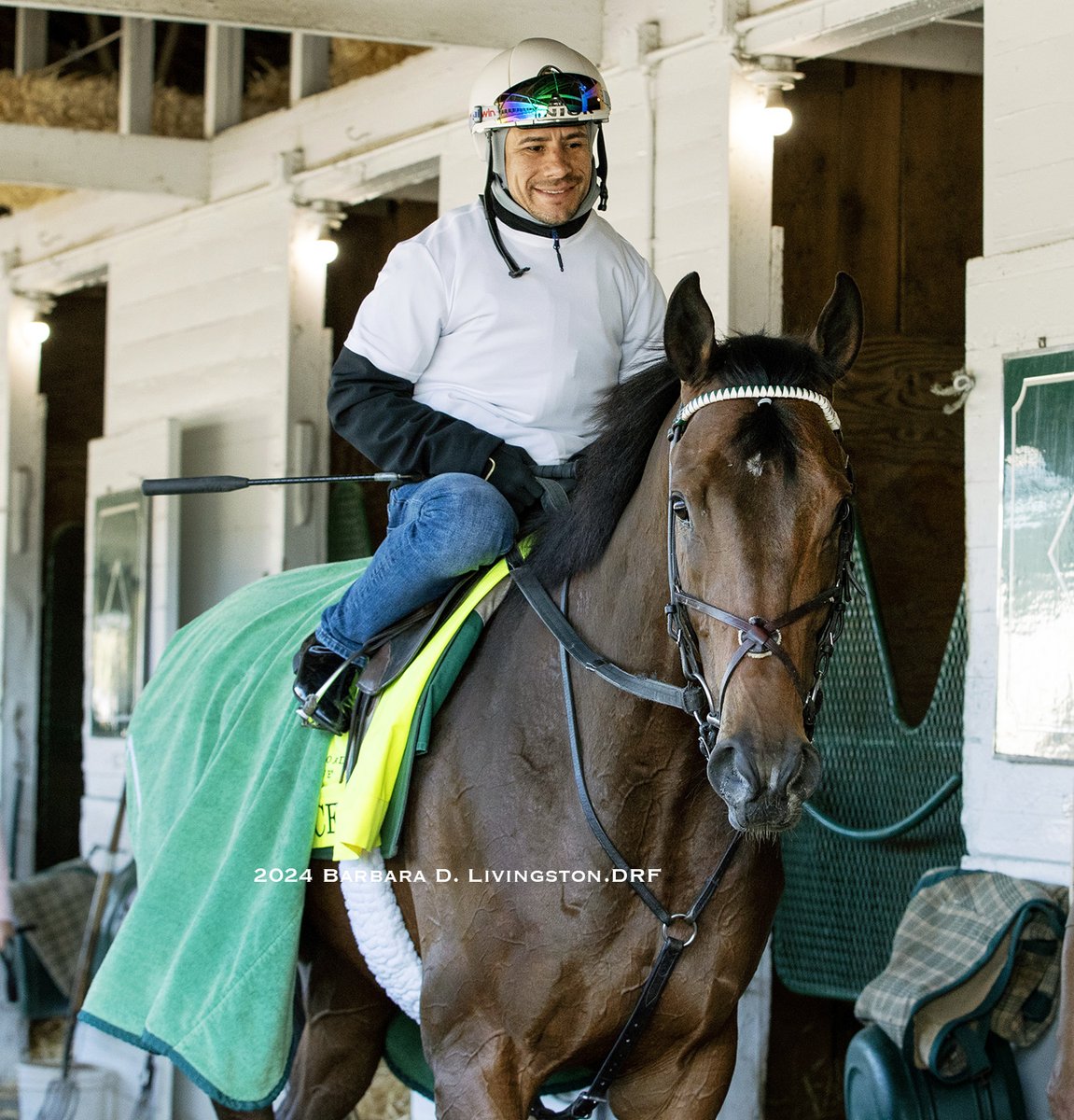 RESILIENCE and Junior Alvarado after they worked this AM at Churchill Downs Junior is not just an excellent rider but he very much respects and appreciates horses. He often pats and interacts with them; horses seem to respond positively to him. #KentuckyDerby