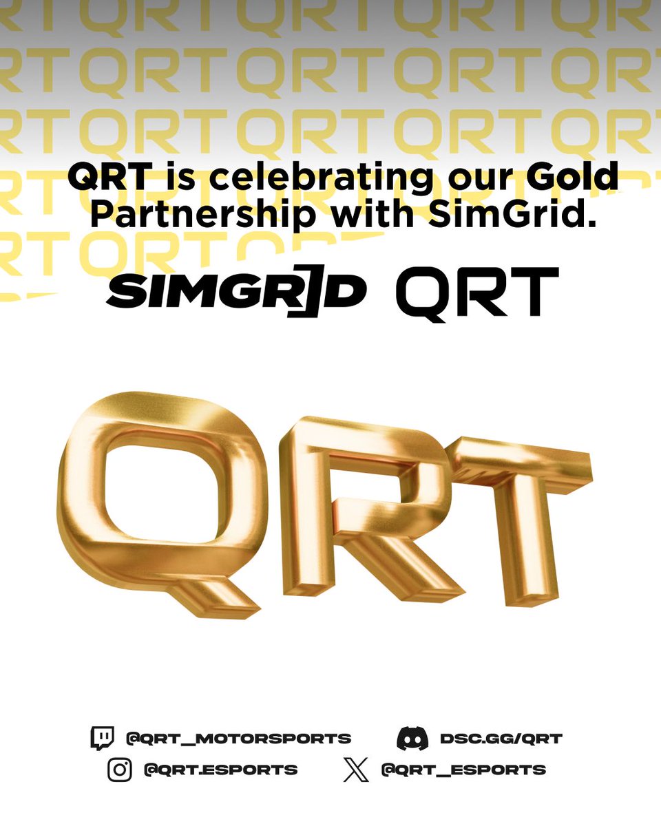It's going GOLD for QRT! We're now in the top 3 communities with Gold Partnership status with the amazing <a href="/sim_grid/">SimGrid</a> ! You can head to our events page here: buff.ly/3KIN3IA 

#BeACC #ACC #SimRacing #SimRacers
