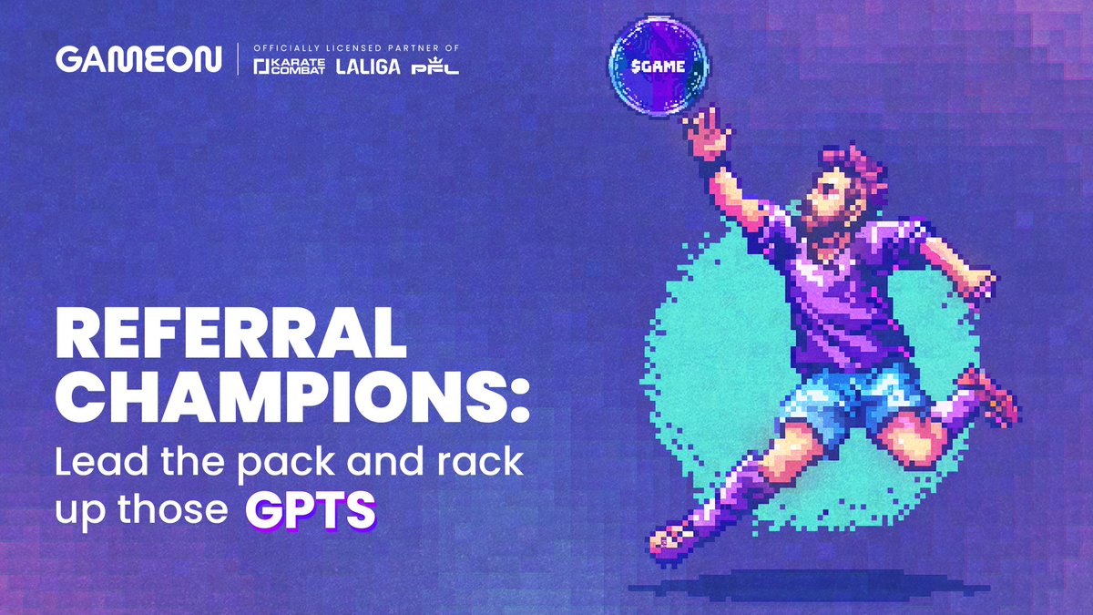 🗣️ BECOME A REFERRAL CHAMPION WITH #GameOn! 🥊

Refer your friends to the #GPTS campaign and watch your rewards multiply, as you stack GPTS ($GAME) for tasks they complete: it's a win-win! 🤝

Start building your squad today and dominate the leaderboards: ➡️