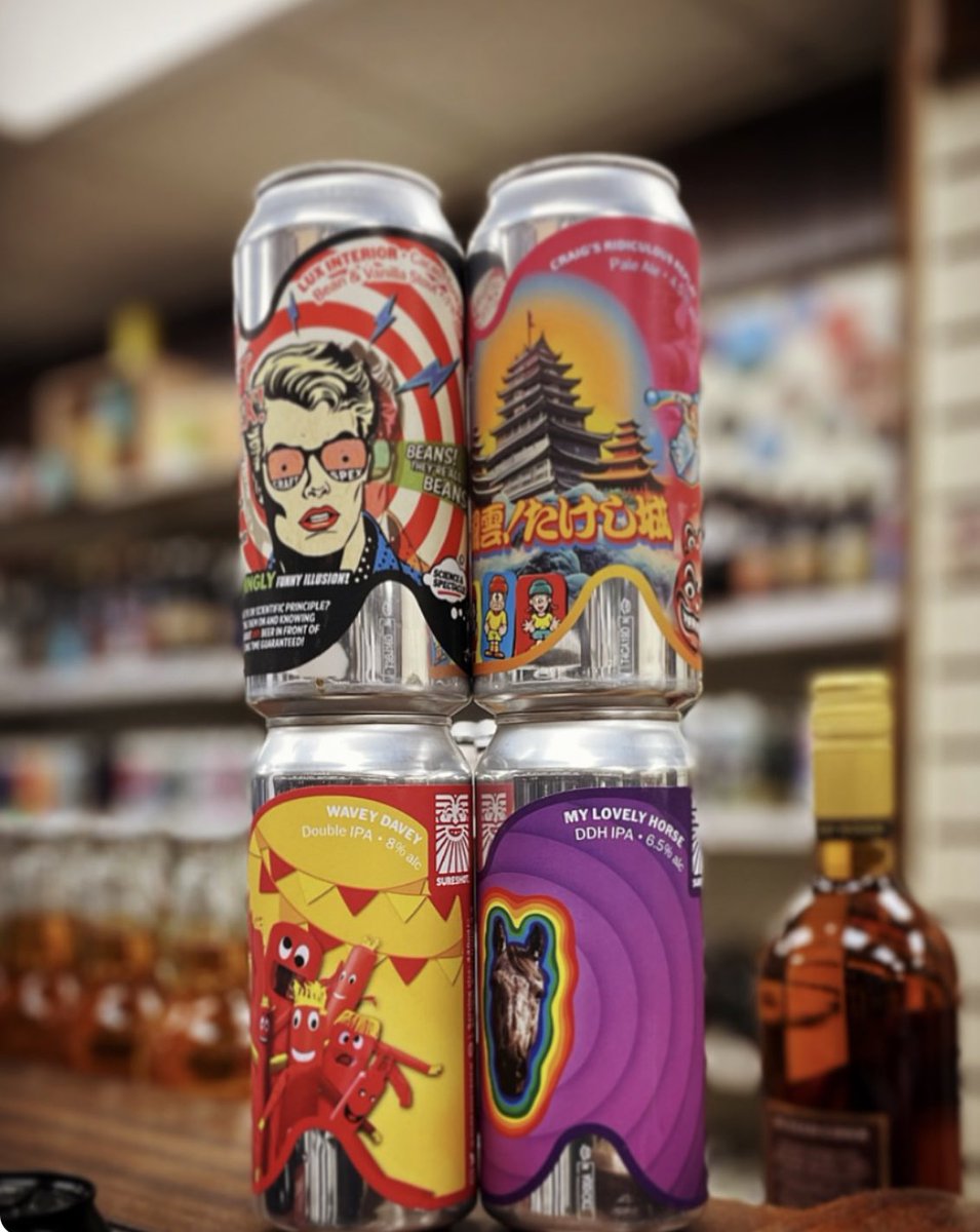 📣 Just in! New arrivals from @SureshotBrew 📣 🍺 Lux Interior 🍺 Craig's Ridiculous Replay 🍺 Wavey Davey 🍺 My Lovely Horse Find us on #Untapped #SureshotBrew #CraftBeer #NewArrivals #Horwich