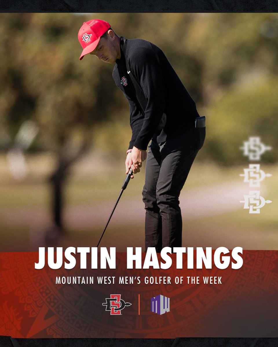 Congrats to Justin Hastings for being named the @MountainWest Men's Golfer of the Week! Hastings tied for second out of 96 golfers last week at the Western Intercollegiate at -3. bit.ly/3Uc6wEP