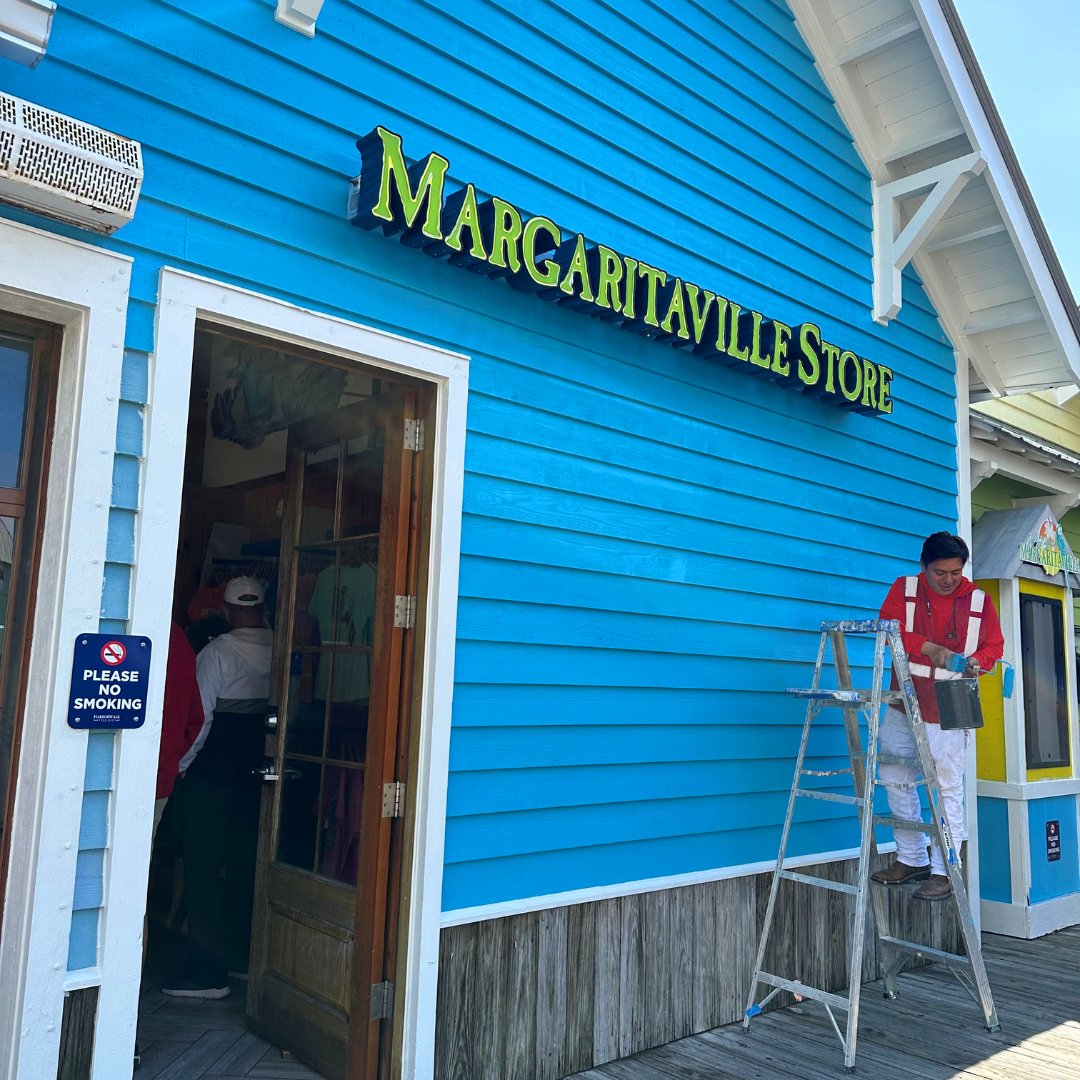 Our Destin crews found their ‘lost shaker of salt’ while repainting Jimmy Buffett’s iconic Margaritaville restaurant!🌴 Hey, gulf coast community - our local crews are ready to manage your next #commercialpainting project! Learn more here >> harrisoncontracting.com #RelyOnRED