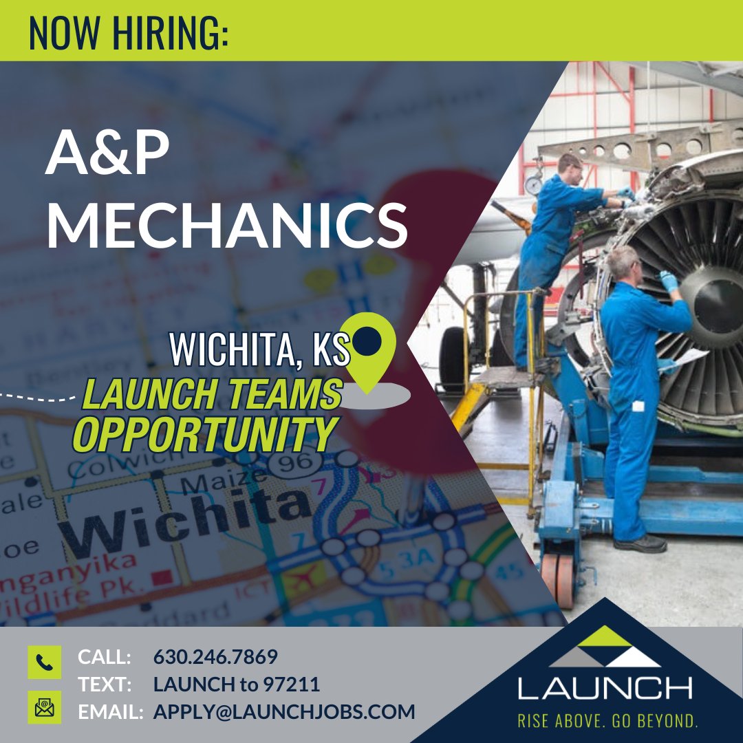 APPLY FROM OUR WEBSITE:
launchtws.com/jobs/?category…

#GoWithLAUNCH #weleadwepartnerwecare #aviation #structures #sheetmetal #aerospace #avionics #install #troubleshoot #interior #maintenance #repair #overhaul #airframeandpowerplant #aircraft #commercialaircraft #fuselage