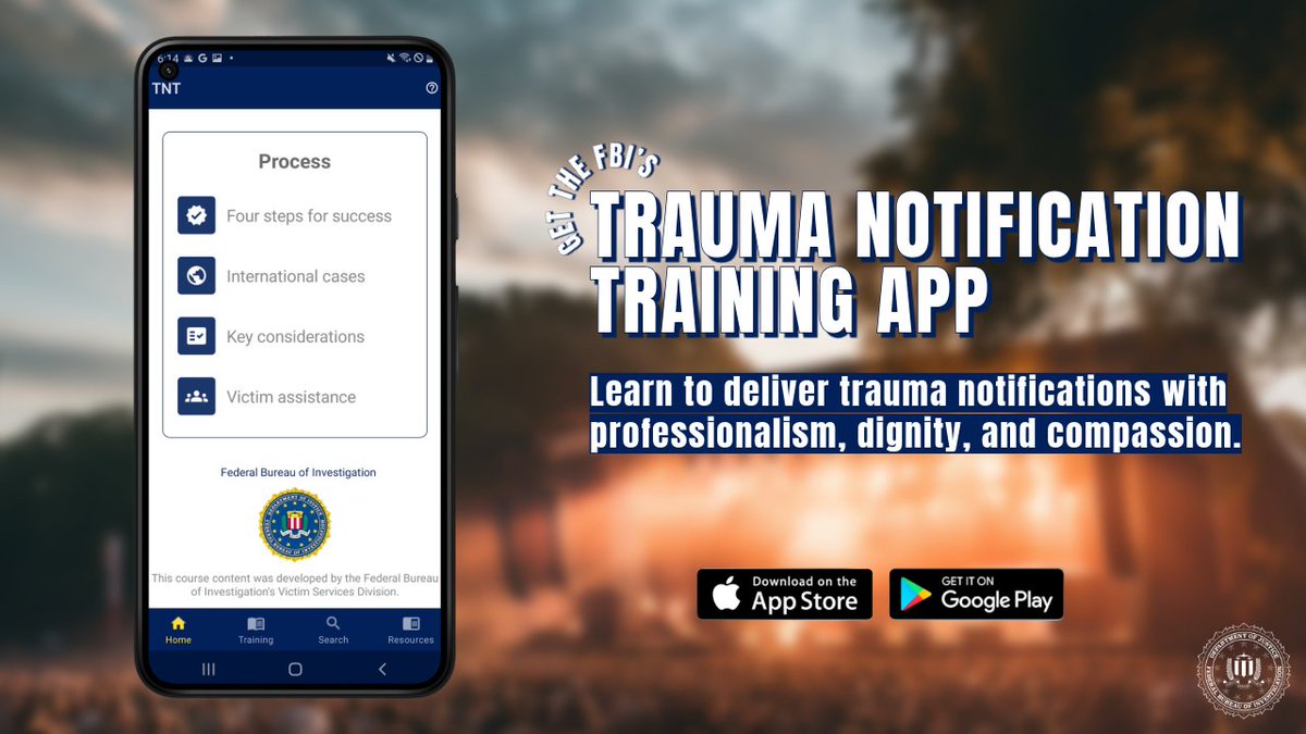 Today, during National Crime Victims' Rights Week, Director Christopher Wray announced the launch of an updated Trauma Notification Training tool for law enforcement, first responders, victim specialists, and allied professionals. Learn more: fbi.gov/news/stories/f….