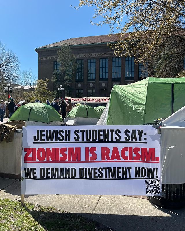 'ZIONISM IS RASICAM'

Spotted at the Gaza Solidarity Encampment in the University of Michigan!✊🏻🇵🇸