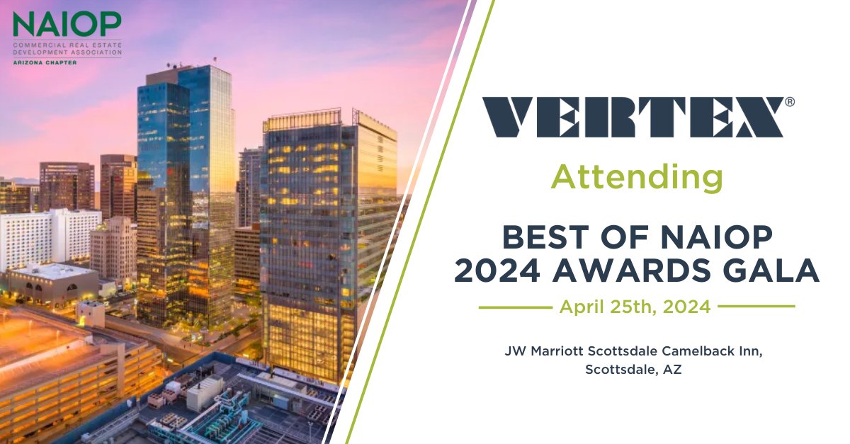 Exciting news! VERTEX’s Jeremy (Jay) Jacobson will attend the Best of NAIOP 2024 Award Gala on April 25th at JW Marriott Scottsdale Camelback Inn Resort. Connect with Jay to learn about VERTEX's contributions! 
#BestofNAIOP #IndustryExcellence #ArizonaRealEstate #WeAreVertex
