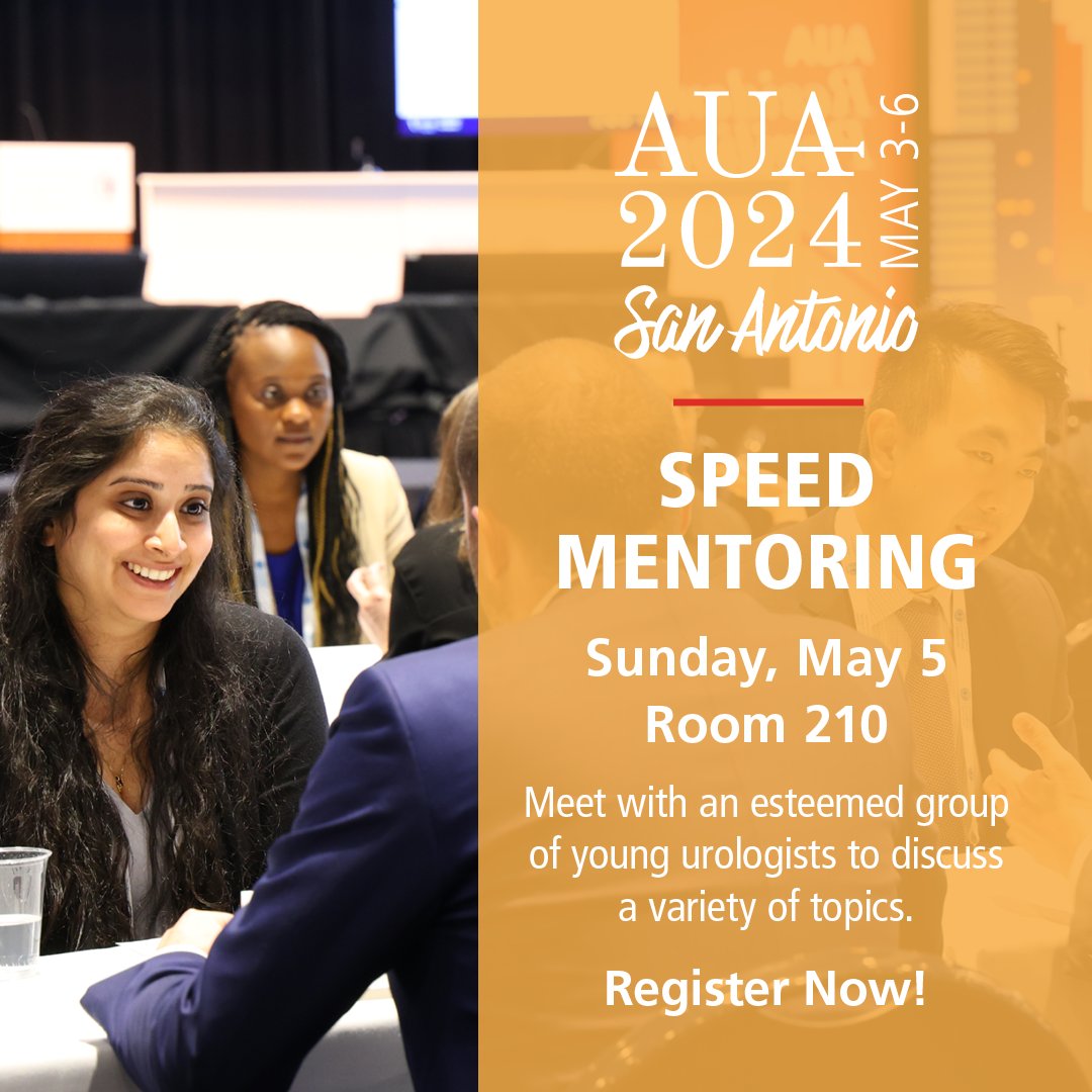 Are you a medical student, resident, or fellow attending #AUA24? Don't miss your chance to meet with an esteemed group of practicing young urologists for insightful mentoring sessions. Spaces are limited, register today! ➡️ bit.ly/48K7NZl #AUA24 #Urology #AUA