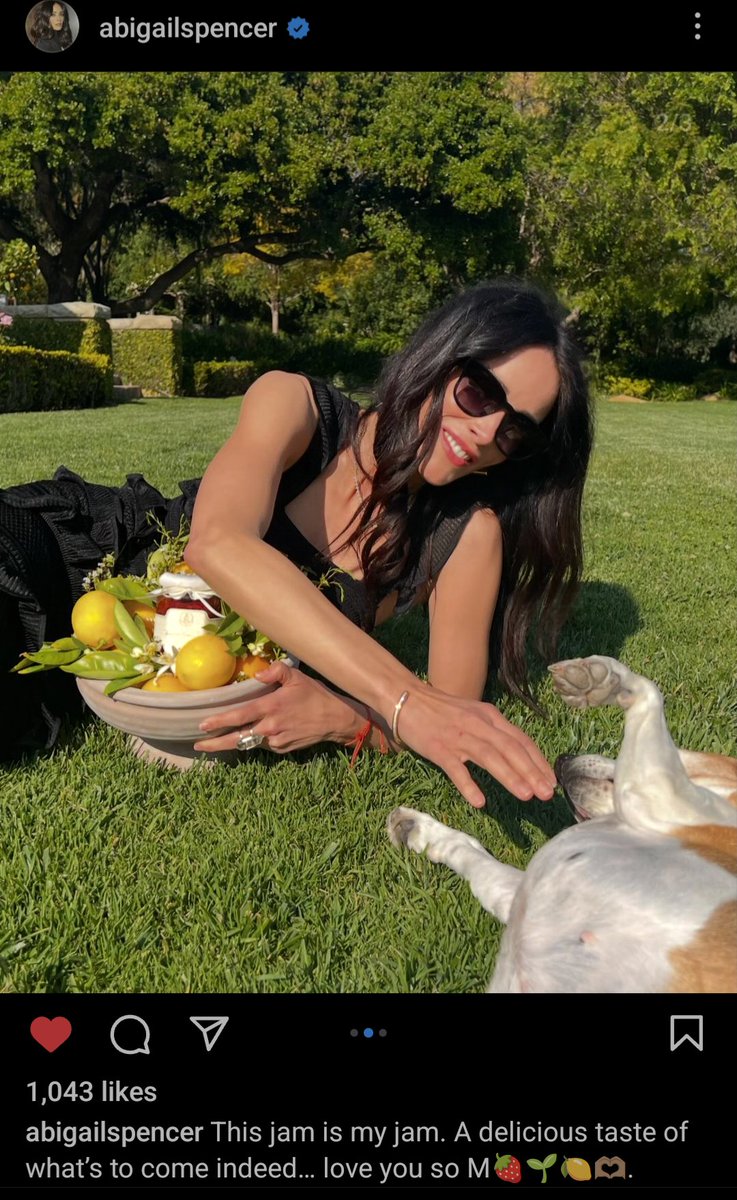 Who the fuck dresses up in expensive dresses? Wearing expensive jewelry and lays on the grass looking so hot? In a Montecito house with 49 rooms? Looking happy? Smiling?? Having dogs close? Like really?? Holding a jam? Among lemons? Likeeee who dares to do that? Only Abigail