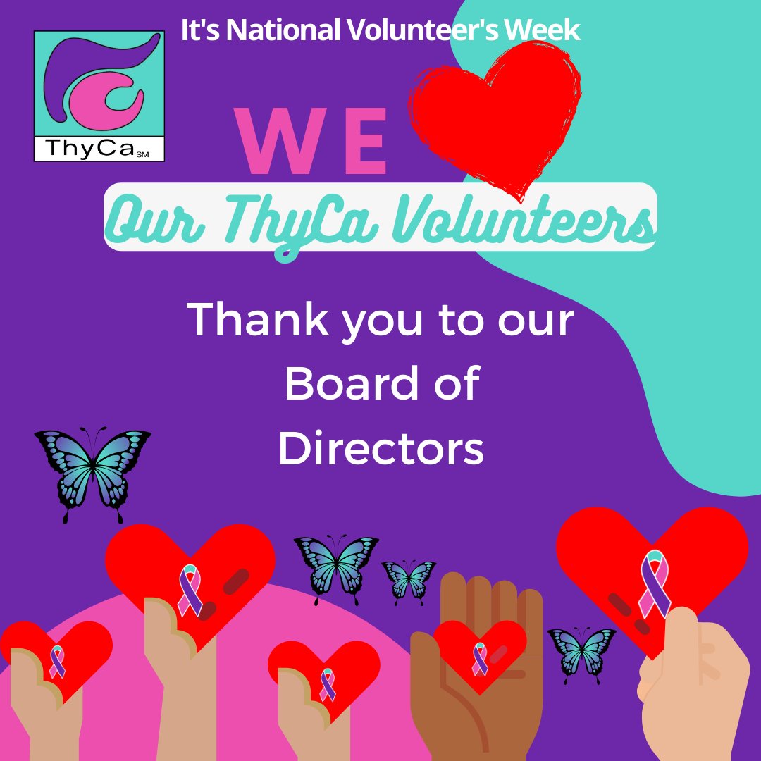 ThyCa's Board is made of of a team of volunteers. THANK YOU FOR YOUR SERVICE! Learn more here: thyca.pub/BoD #VolunteersMakeADifference #ThyroidCancer #ThyCa #ThyroidCancerSurvivor #ThyCaSurvivor #ThyroidCancerWarrior #ThyCaWarrior