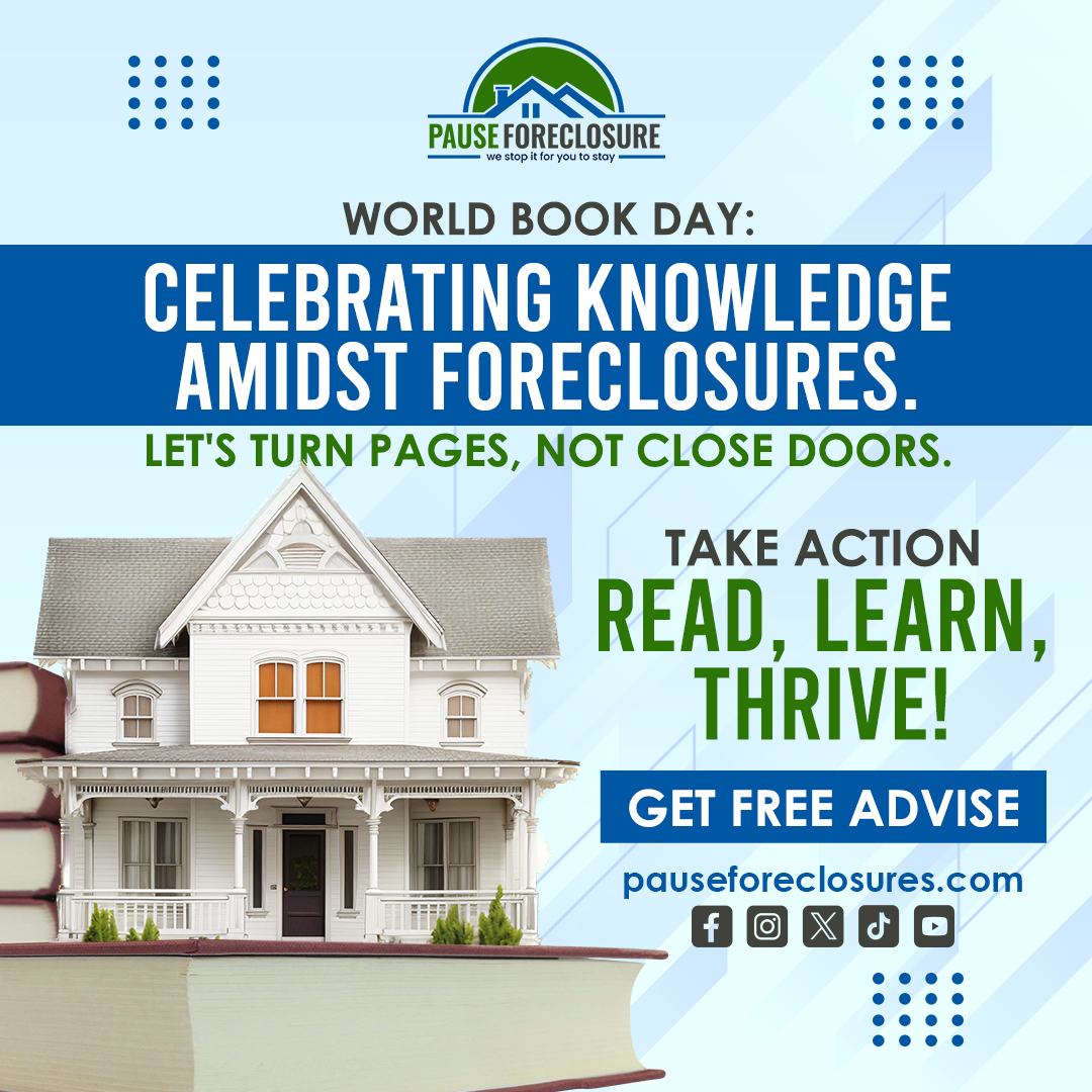 📚 This World Book Day, dive into the ocean of knowledge and swim against the tide of foreclosure! 🏠 Let's turn pages, not close doors. For free advice on navigating foreclosures, follow us at pauseforeclosures.com #WorldBookDay #KnowledgeIsPower #StopForeclosure #ReadMore