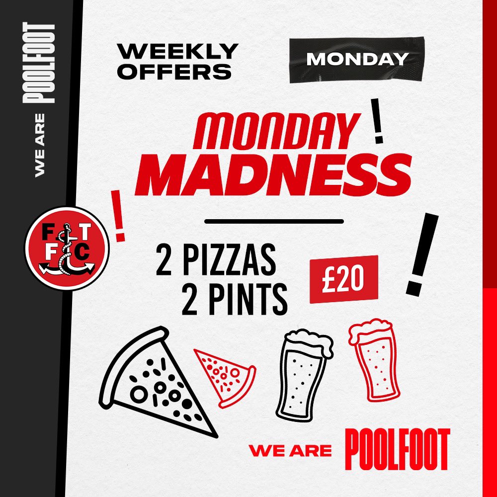 Introducing our Monday madness deal! 🔥 2 pizzas and 2 pints for £20! 🙌 Now live! 👏