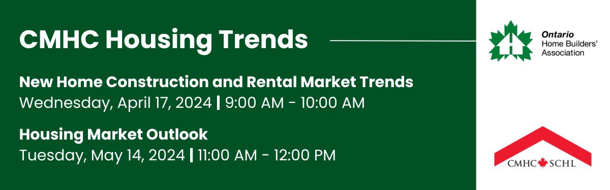 Did you miss the latest OHBA Member Webinar? 📺 On-demand viewing of 'CMHC New Home Construction and Rental Market Trends' is now available: bit.ly/3W6JFgz Register now for our 2nd webinar in the series: bit.ly/3xdBLYk