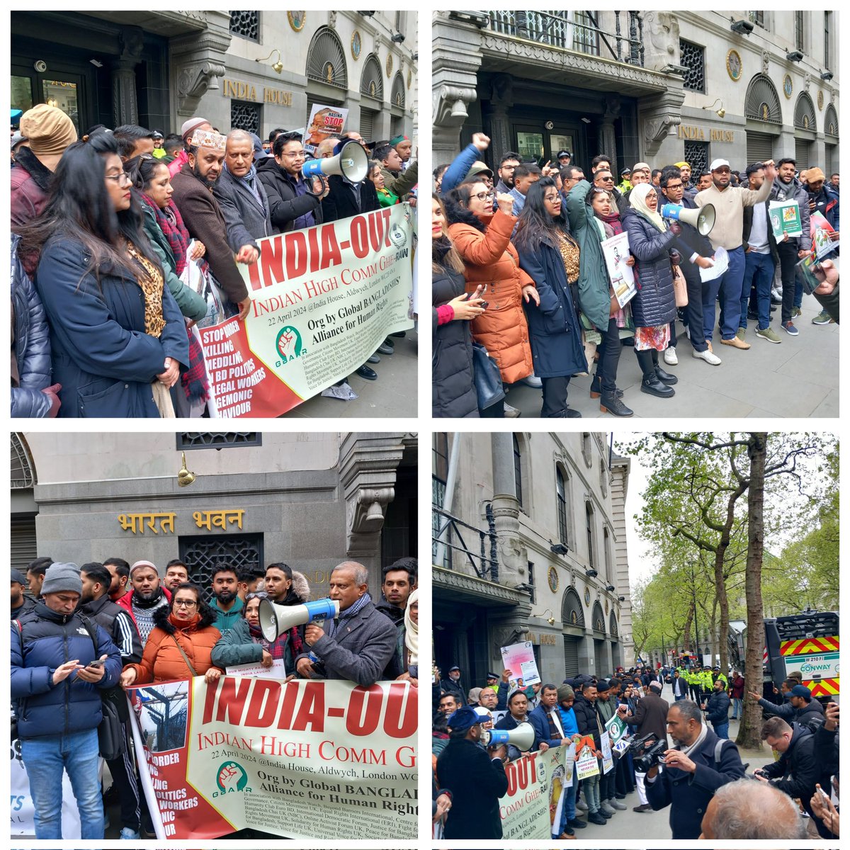 The Bangladeshis in the UK gathered in numbers in front of the Indian Embassy in protest of naked interference in the democratic process of Bangladesh and border killing. 

#IndiaOut 
#BoycottIndia 
#BoycottIndianProducts 
#SaveBangladeshFromIndia