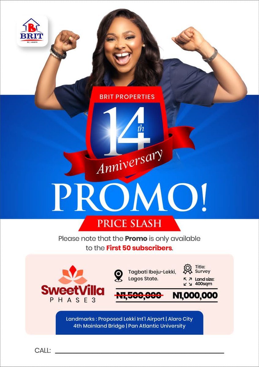 Oluwapoly1's tweet photo. By tomorrow, I'd share with you some of the reasons you should invest in the Dangote Refinery and the proposed Lekki International Airport axis. Please don't miss out.
Call or WhatsApp me on: 08081245101
Email: usen.polycarp@britproperties.ng https://t.co/mRLhmqHWeA