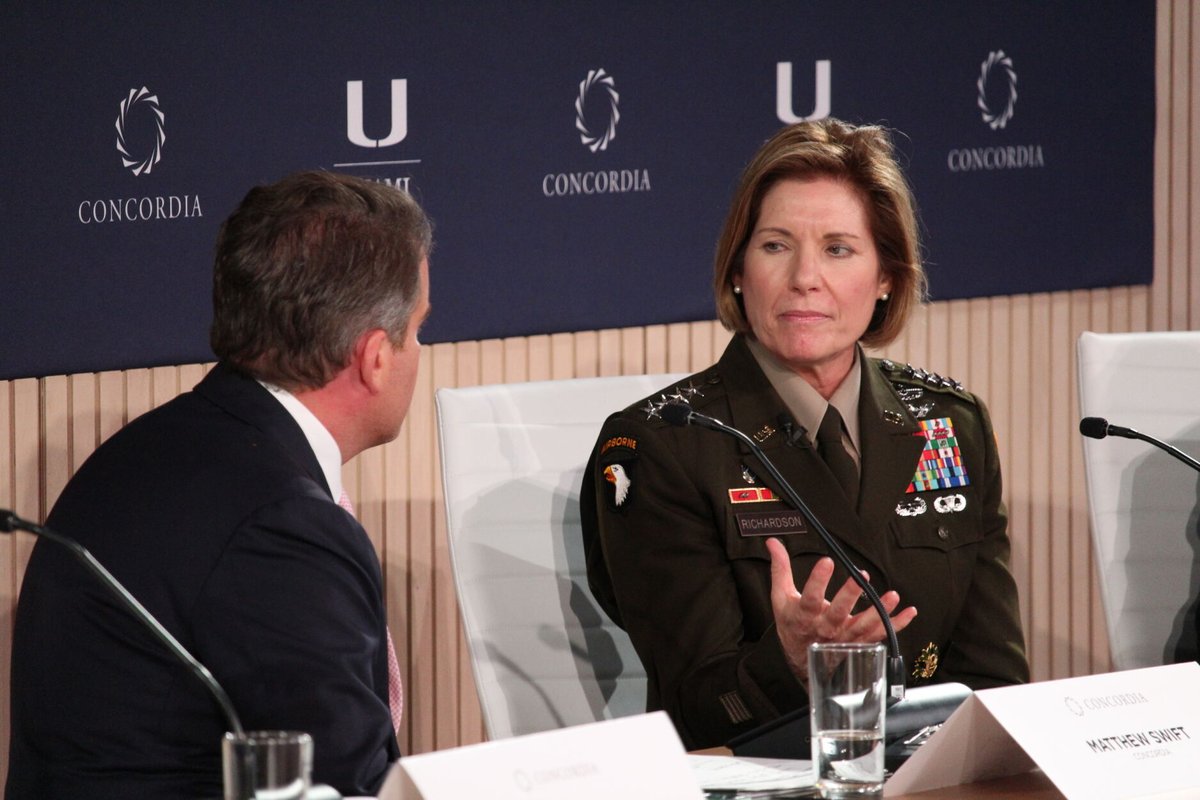 General Laura Richardson, Combatant Commander of @Southcom joins @ConcordiaSummit Co-founder, President & CEO @MatthewASwift on the Concordia Americas Summit stage to speak about Building Stronger Civil-Military Partnerships for Regional Stability at #ConcordiaSummit #Concordia24